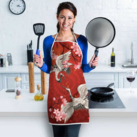 Hawaii Japan Cranes Sakura Flower Red Apron Japan Heritage Spirit - Polynesian Pride