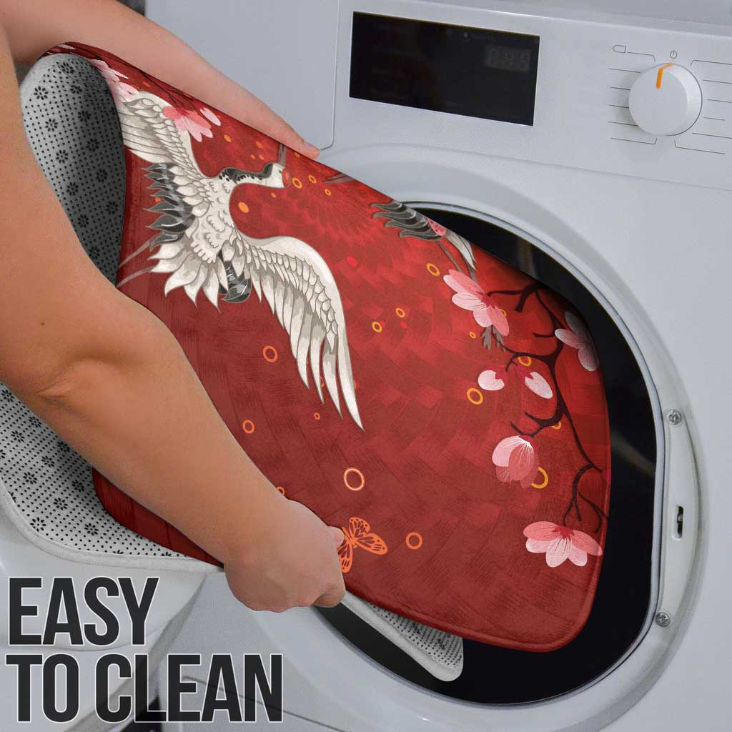 Hawaii Japan Cranes Sakura Flower Red Bathroom Set Japan Heritage Spirit - Polynesian Pride