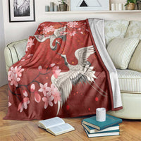 Hawaii Japan Cranes Sakura Flower Red Blanket Japan Heritage Spirit - Polynesian Pride