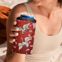 Hawaii Japan Cranes Sakura Flower Red 4 in 1 Can Cooler Tumbler Japan Heritage Spirit - Polynesian Pride