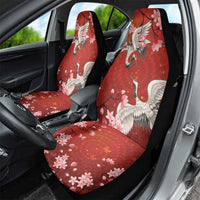 Hawaii Japan Cranes Sakura Flower Red Car Seat Cover Japan Heritage Spirit - Polynesian Pride