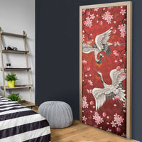 Hawaii Japan Cranes Sakura Flower Red Door Cover Japan Heritage Spirit - Polynesian Pride