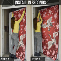 Hawaii Japan Cranes Sakura Flower Red Door Cover Japan Heritage Spirit - Polynesian Pride