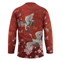 Hawaii Japan Cranes Sakura Flower Red Hockey Jersey Japan Heritage Spirit - Polynesian Pride