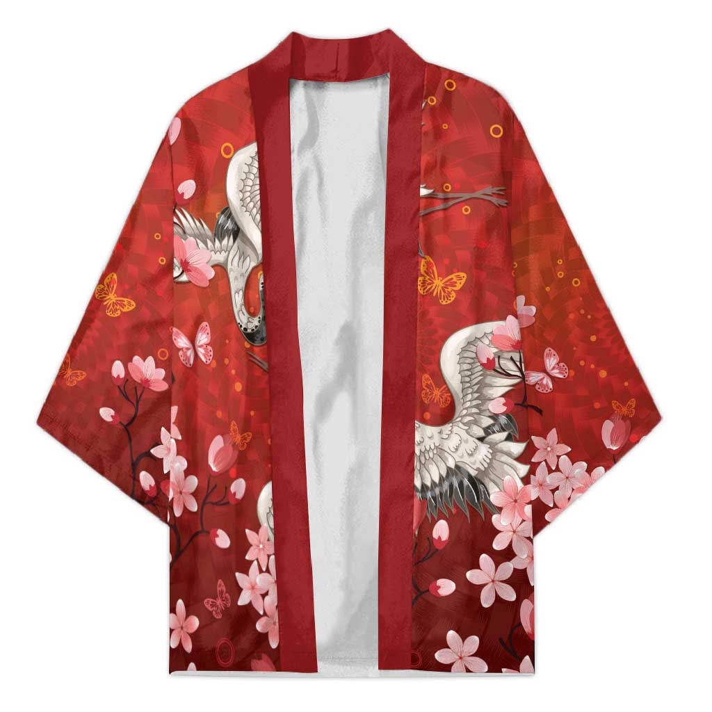 Hawaii Japan Cranes Sakura Flower Red Kimono Japan Heritage Spirit - Polynesian Pride