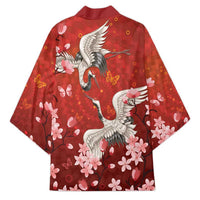 Hawaii Japan Cranes Sakura Flower Red Kimono Japan Heritage Spirit - Polynesian Pride