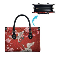 Hawaii Japan Cranes Sakura Flower Red Leather Bag Japan Heritage Spirit - Polynesian Pride