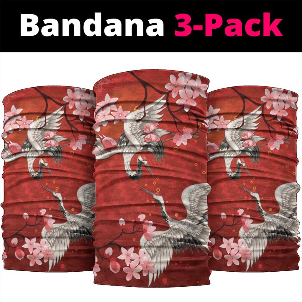 Hawaii Japan Cranes Sakura Flower Red Neck Gaiter Japan Heritage Spirit - Polynesian Pride