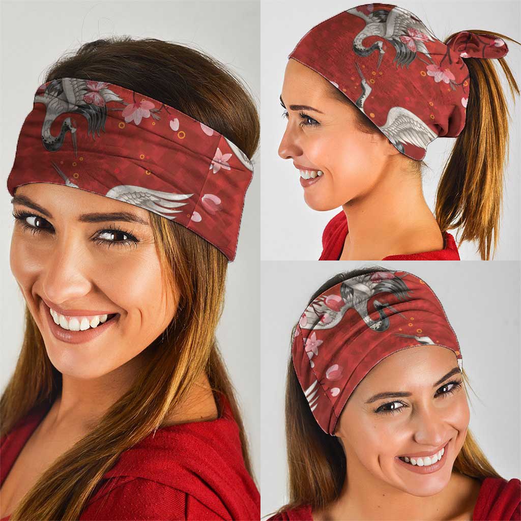 Hawaii Japan Cranes Sakura Flower Red Neck Gaiter Japan Heritage Spirit - Polynesian Pride