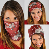 Hawaii Japan Cranes Sakura Flower Red Neck Gaiter Japan Heritage Spirit - Polynesian Pride