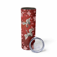 Hawaii Japan Cranes Sakura Flower Red Skinny Tumbler Japan Heritage Spirit - Polynesian Pride