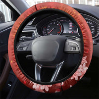Hawaii Japan Cranes Sakura Flower Red Steering Wheel Cover Japan Heritage Spirit - Polynesian Pride