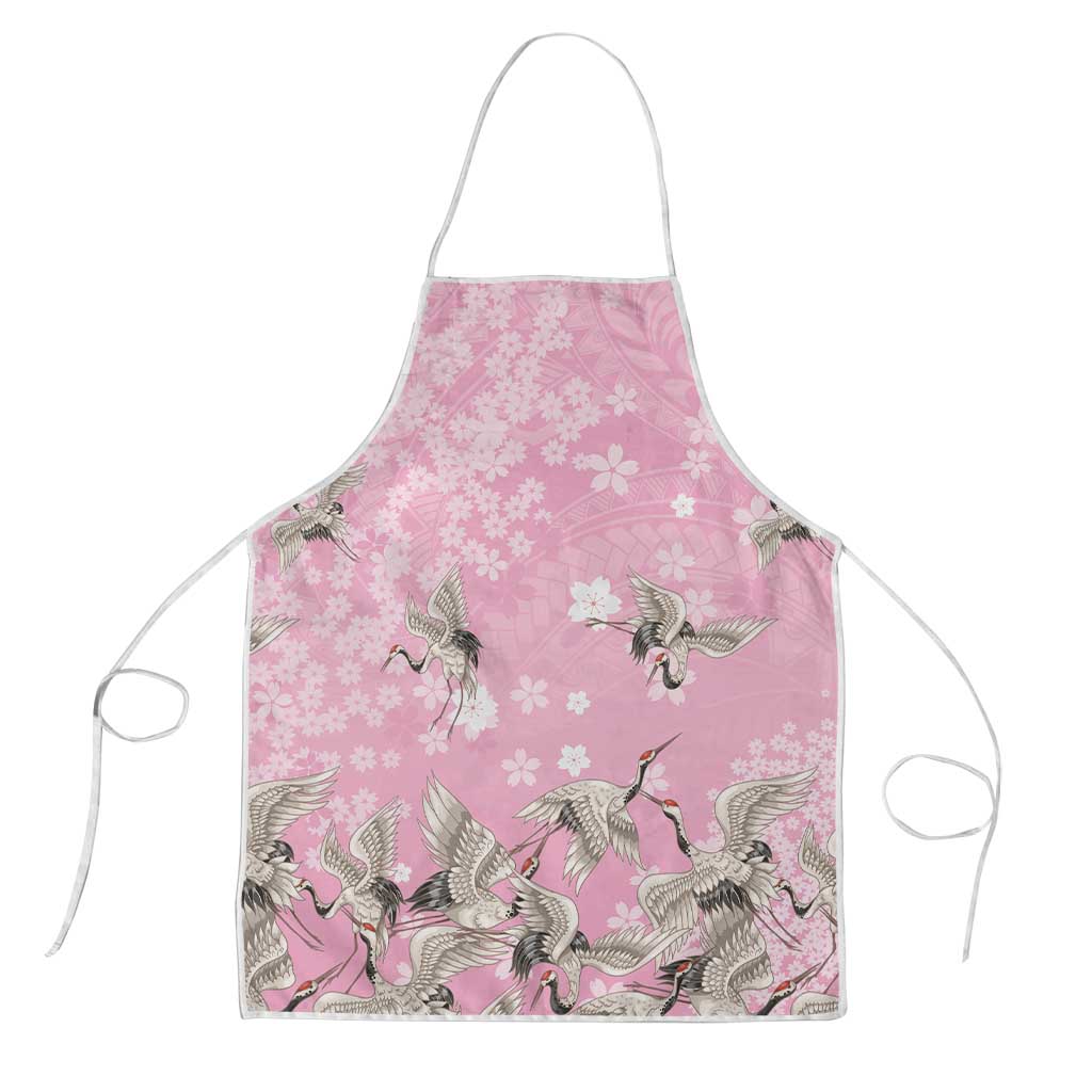 Cranes Sakura Floral Pink Pastel Apron Hawaii Japan Culture - Polynesian Pride