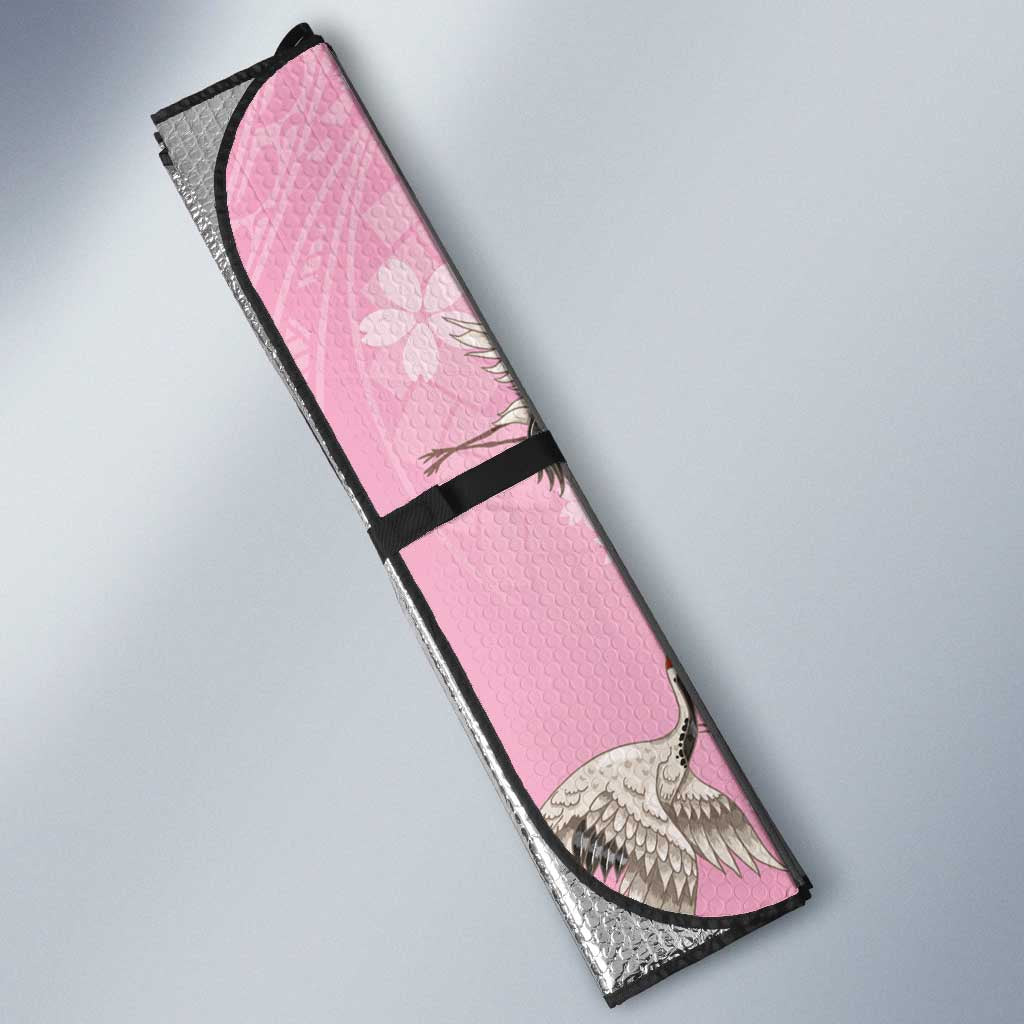 Cranes Sakura Floral Pink Pastel Auto Sun Shade Hawaii Japan Culture - Polynesian Pride