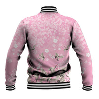 Cranes Sakura Floral Pink Pastel Baseball Jacket Hawaii Japan Culture - Polynesian Pride