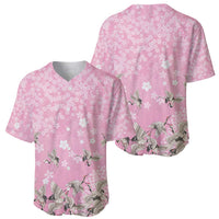Cranes Sakura Floral Pink Pastel Baseball Jersey Hawaii Japan Culture - Polynesian Pride