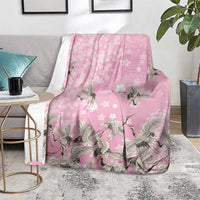 Cranes Sakura Floral Pink Pastel Blanket Hawaii Japan Culture - Polynesian Pride
