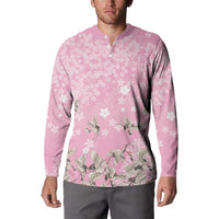 Cranes Sakura Floral Pink Pastel Button Sweatshirt Hawaii Japan Culture - Polynesian Pride