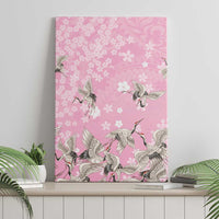 Cranes Sakura Floral Pink Pastel Canvas Wall Art Hawaii Japan Culture - Polynesian Pride