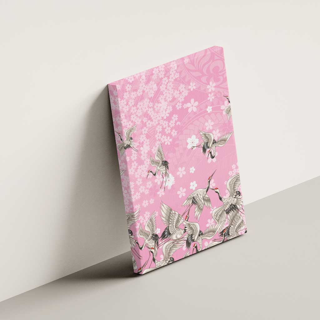 Cranes Sakura Floral Pink Pastel Canvas Wall Art Hawaii Japan Culture - Polynesian Pride