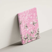 Cranes Sakura Floral Pink Pastel Canvas Wall Art Hawaii Japan Culture - Polynesian Pride