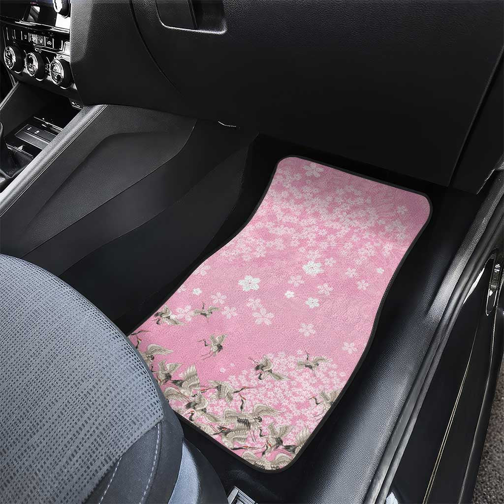 Cranes Sakura Floral Pink Pastel Car Mats Hawaii Japan Culture - Polynesian Pride