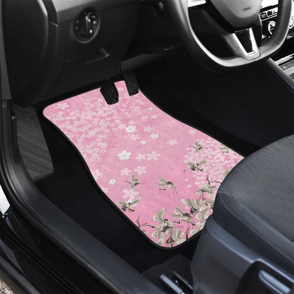 Cranes Sakura Floral Pink Pastel Car Mats Hawaii Japan Culture - Polynesian Pride