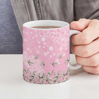 Cranes Sakura Floral Pink Pastel Ceramic Mug Hawaii Japan Culture - Polynesian Pride