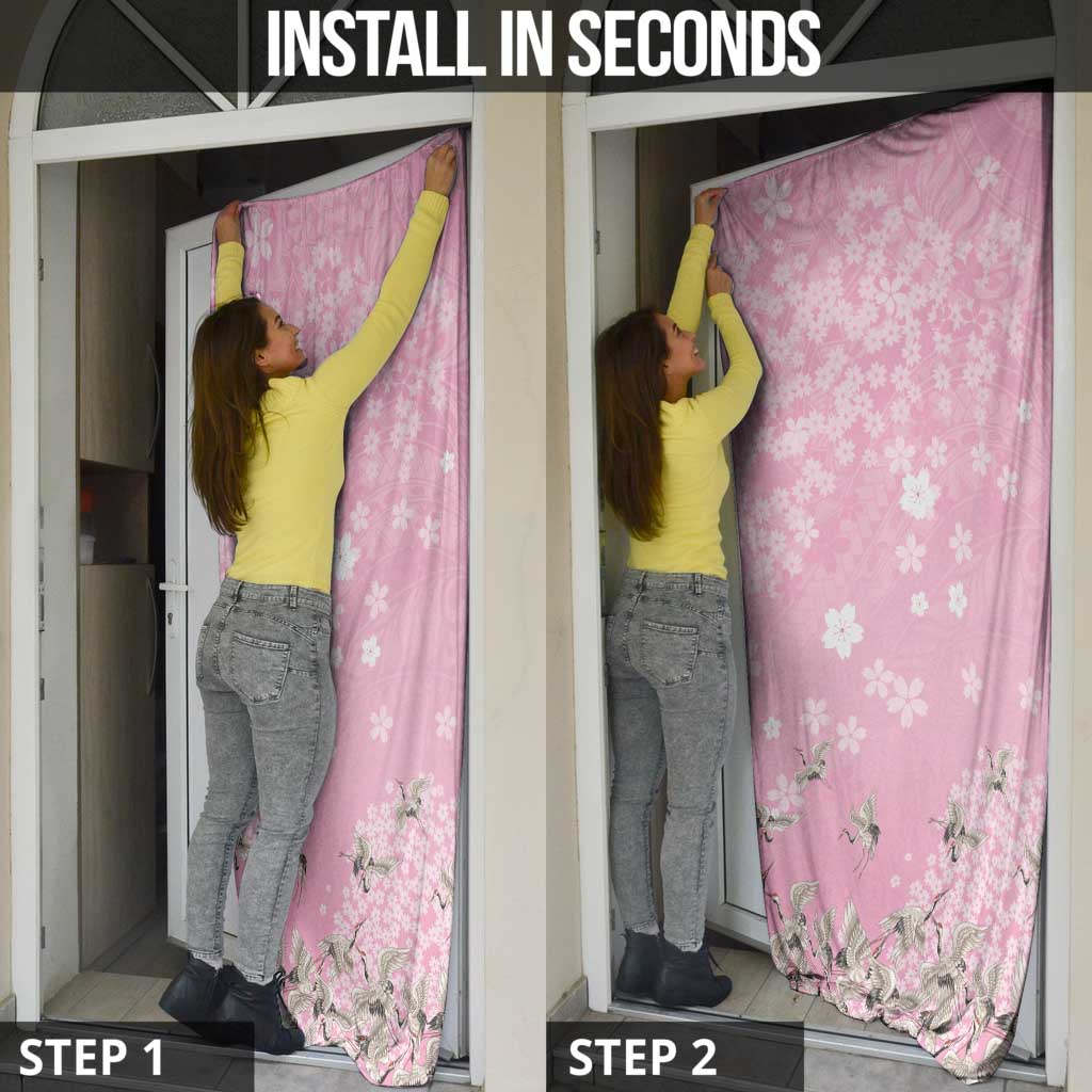Cranes Sakura Floral Pink Pastel Door Cover Hawaii Japan Culture - Polynesian Pride
