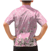Cranes Sakura Floral Pink Pastel Family Matching Mermaid Dress and Hawaiian Shirt Hawaii Japan Culture - Polynesian Pride