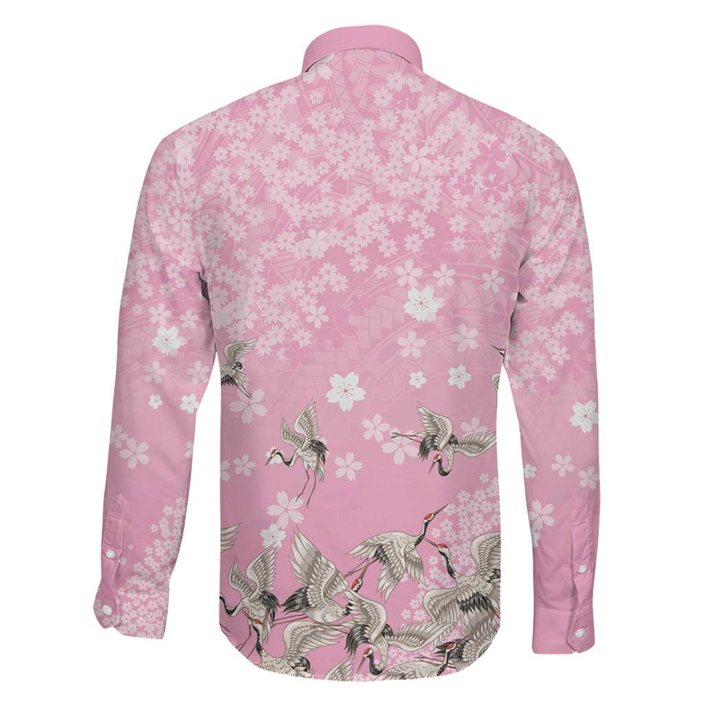 Cranes Sakura Floral Pink Pastel Family Matching Puletasi and Hawaiian Shirt Hawaii Japan Culture LT01 - Polynesian Pride