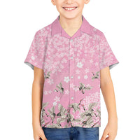 Cranes Sakura Floral Pink Pastel Hawaiian Shirt Hawaii Japan Culture - Polynesian Pride