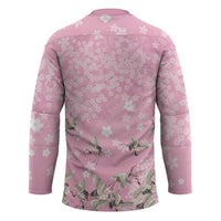 Cranes Sakura Floral Pink Pastel Hockey Jersey Hawaii Japan Culture - Polynesian Pride