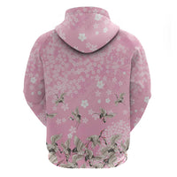 Cranes Sakura Floral Pink Pastel Hoodie Hawaii Japan Culture - Polynesian Pride