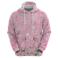 Cranes Sakura Floral Pink Pastel Hoodie Hawaii Japan Culture - Polynesian Pride