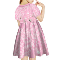 Cranes Sakura Floral Pink Pastel Kid Short Sleeve Dress Hawaii Japan Culture - Polynesian Pride