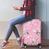 Cranes Sakura Floral Pink Pastel Luggage Cover Hawaii Japan Culture - Polynesian Pride