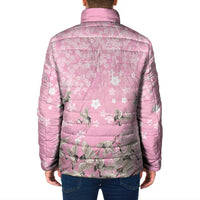 Cranes Sakura Floral Pink Pastel Padded Jacket Hawaii Japan Culture - Polynesian Pride