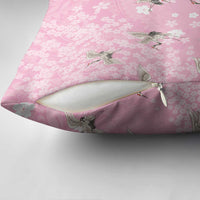Cranes Sakura Floral Pink Pastel Pillow Cover Hawaii Japan Culture - Polynesian Pride