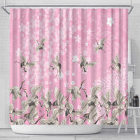 Cranes Sakura Floral Pink Pastel Shower Curtain Hawaii Japan Culture - Polynesian Pride
