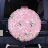 Cranes Sakura Floral Pink Pastel Spare Tire Cover Hawaii Japan Culture - Polynesian Pride