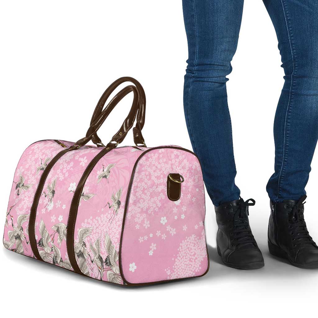 Cranes Sakura Floral Pink Pastel Travel Bag Hawaii Japan Culture - Polynesian Pride