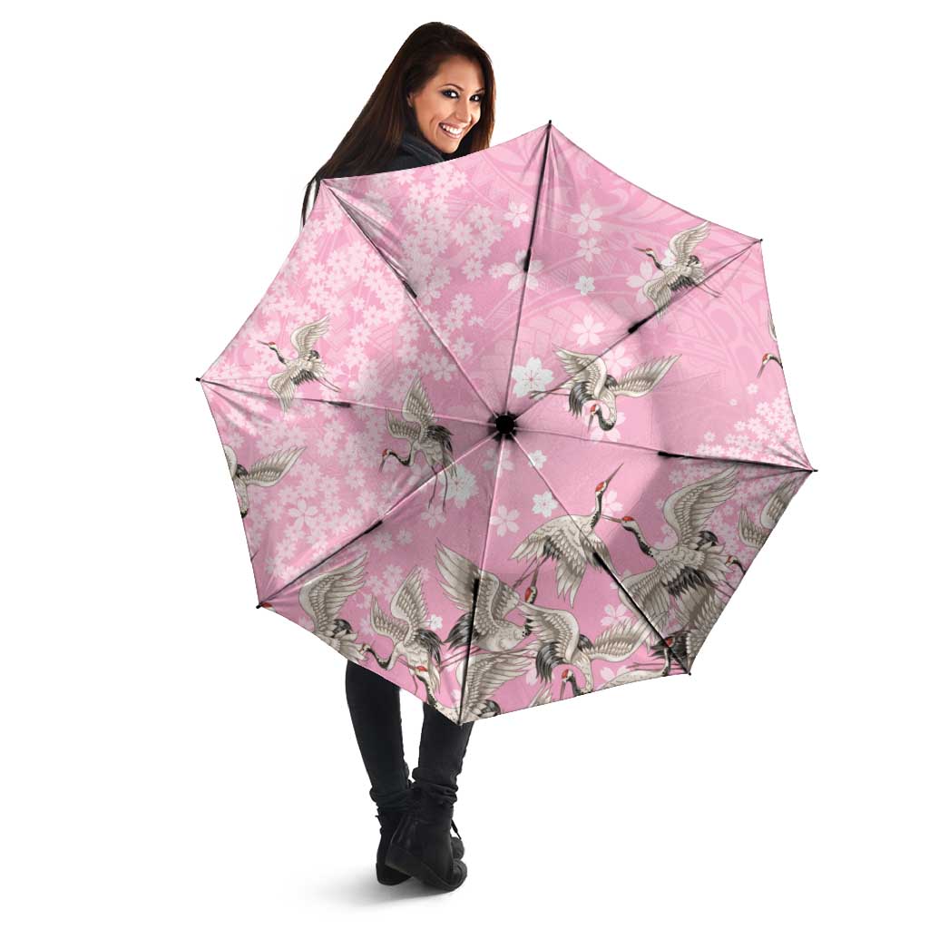 Cranes Sakura Floral Pink Pastel Umbrella Hawaii Japan Culture - Polynesian Pride