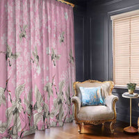 Cranes Sakura Floral Pink Pastel Window Curtain Hawaii Japan Culture - Polynesian Pride