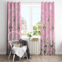 Cranes Sakura Floral Pink Pastel Window Curtain Hawaii Japan Culture - Polynesian Pride
