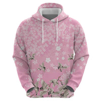 Cranes Sakura Floral Pink Pastel Zip Hoodie Hawaii Japan Culture - Polynesian Pride