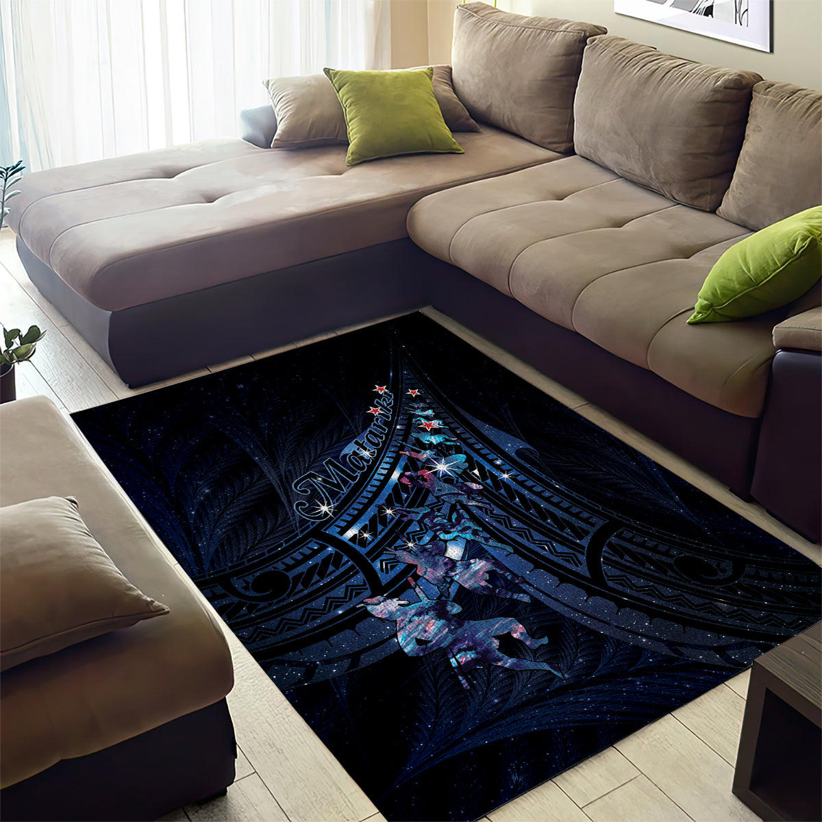Matariki Paua Shell New Zealand Area Rug Haka Dance At The Starry Night LT01 - Polynesian Pride