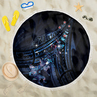 Matariki Paua Shell New Zealand Beach Blanket Haka Dance At The Starry Night LT01 One Size 150cm Black - Polynesian Pride