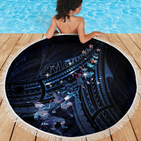 Matariki Paua Shell New Zealand Beach Blanket Haka Dance At The Starry Night LT01 - Polynesian Pride