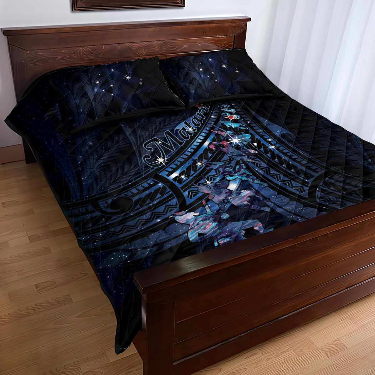 Matariki Paua Shell New Zealand Quilt Bed Set Haka Dance At The Starry Night